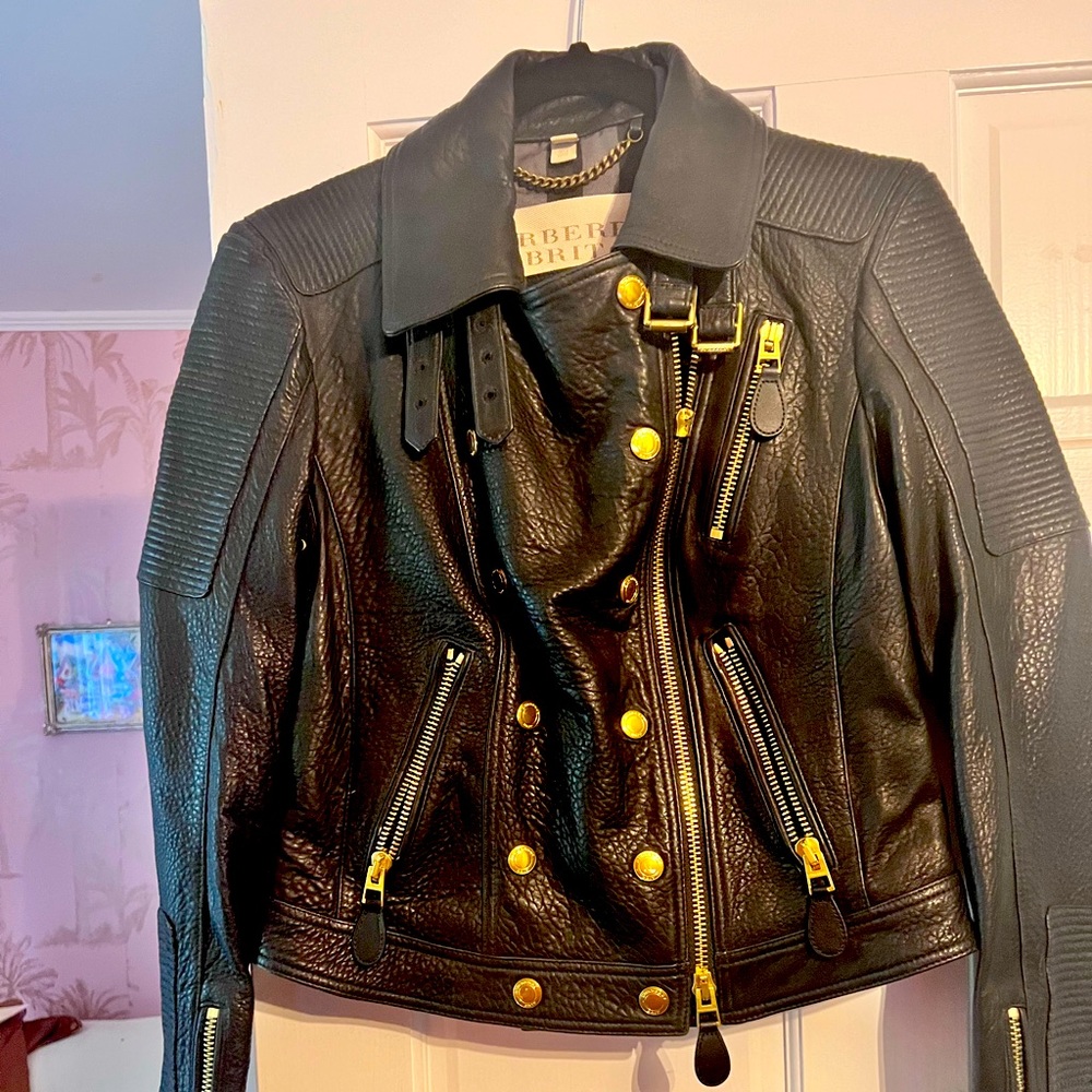 Black Burberry Brit Leather Jacket Size 8